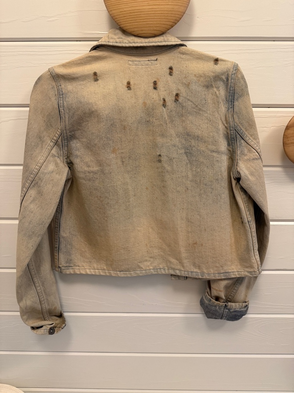 RARE Ralph Lauren Distressed Washed Denim Jacket With Bullet Holes